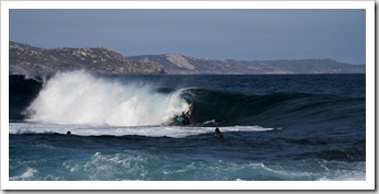 Locals enjoying the reef break at Betty's Beach