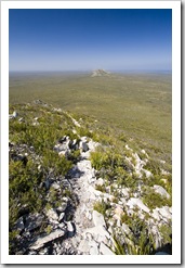 The hiking trail to the peak of West Mount Barren with East Mount Barren in the distance