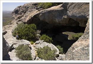 Lisa looking into one of the caves on the way up Frenchman's Peak