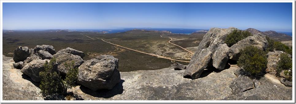 Panoramic of Lucky Bay and Thistle Cove from Frenchman's Peak