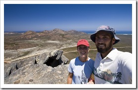 Sam and Lisa atop Frenchman's Peak with Cape Le Grand in the background