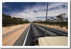 A lot of straight road and big skies across the Nullarbor Plain