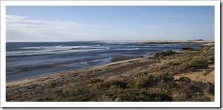 The famous surf breaks of Castles and Caves from the dunes at Cactus Beach