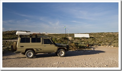 Our campsite in the dunes at Cactus Beach