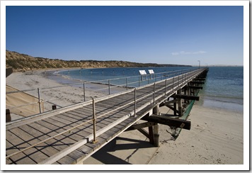 The jetty and shark-proof net at Cape LeHunte