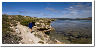 Lisa making her way along the South Head Walking Trail in Venus Bay