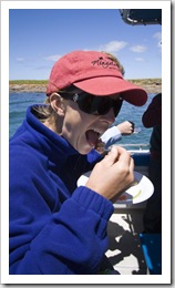 Lisa sampling some Bluefin Tuna sashimi