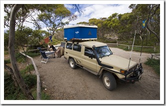 Our secluded beach campsite at Memory Cove