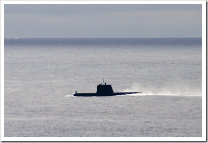 A submarine coming up for air near Williams Island