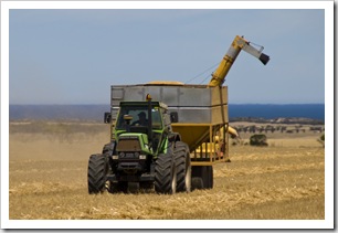 Finishing up the oats on the Brown's farm on Yorke Peninsula