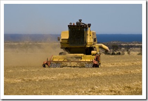 Finishing up the oats on the Brown's farm on Yorke Peninsula