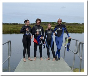 Gina, Chris, Lisa and Sam ready for a dive in Piccaninnie Ponds