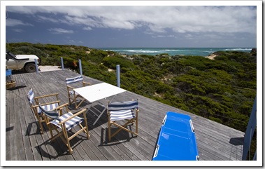 The front deck at Bob and Cathy's shack at Nora Creina