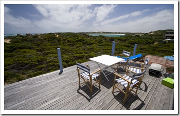 The front deck at Bob and Cathy's shack at Nora Creina