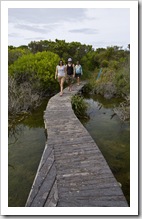 Gina, Lisa and Chris walking over Piccaninnie Ponds