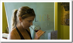 Lisa tasting at Hollick Winery