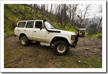 Bessie tackling a steep hairpin on the King Billy Track