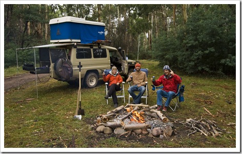 Lisa, Sam and Chris camping alongside the Wonnongatta River near the ruins of Wonnongatta Station