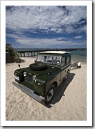 An awesome Land Rover on the beach at Flinders