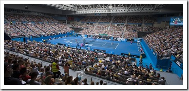 Jelena Jankovic playing Alona Bondarenko in the Hisense Arena