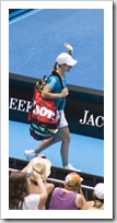 Justine Henin entering the Hisense Arena