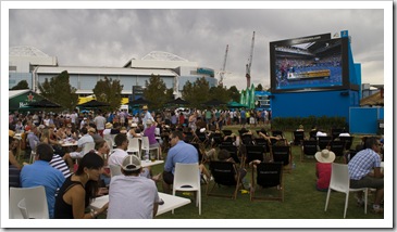 Watching the game from the Heiniken Beer Garden