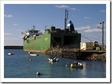 The freight ship delivering supplies to King Island in Grassy