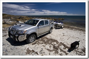 Getting ready to launch the jetskis in Quarantine Bay