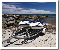 Getting ready to launch the jetskis in Quarantine Bay