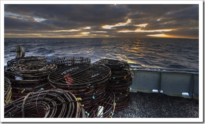 Sunrise over the crayfish pots on Kingfisher