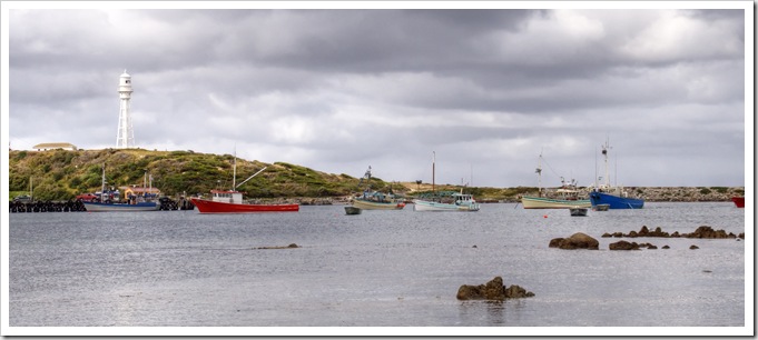 Currie harbour and the lighthouse