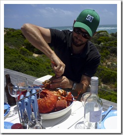 Sam attacking some crayfish spiders