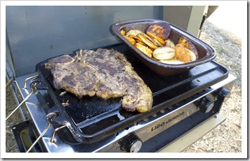 BBQ dinner at Smiths Mill campground