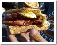 The best bacon and egg sandwich ever at Strachans campground