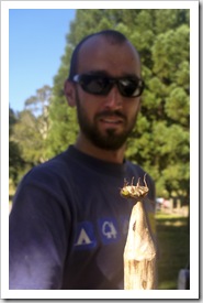 Sam and one of the many March Flies in the Otway Ranges