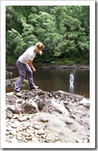 Lisa skimming rocks on the Frankland River