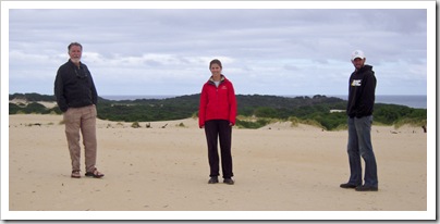 Greg, Lisa and Sam at the Henty Dunes near Strahan