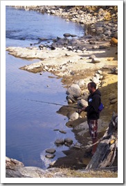 Sam fishing on Lake King William