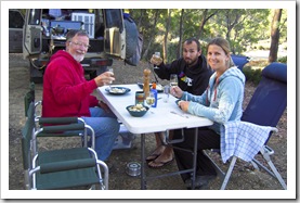 Greg, Sam and Lisa at our campsite on Lake King William