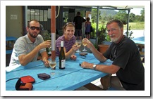 Sam, Lisa and Greg enjoying oysters in Coles Bay