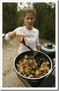 Lisa cooking up a storm at our campsite next to the Lindsay River