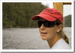 Lisa on Arcadia II on the Pieman River