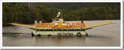 The Fatman Barge from Corinna to the southern bank of the Pieman River