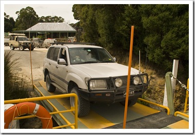 Crossing the Pieman River on Fatman Barge