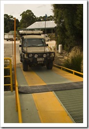 Crossing the Pieman River on Fatman Barge