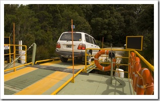 Crossing the Pieman River on Fatman Barge