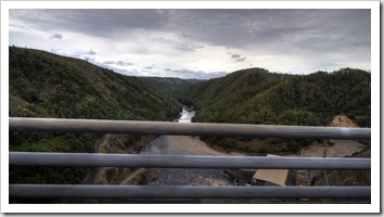 Reece Dam and the Pieman River below