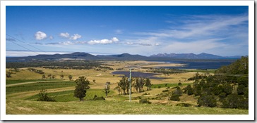 View of the vineyards and Freycinet Peninsula