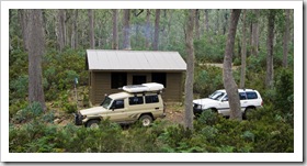 Stopping off for lunch at one of the huts in Ben Lomond National Park