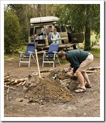 Greg working on the fire at Griffin Park